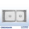 Chậu rửa bát 2 hố lệch âm bàn inox Posco LUVIKO CR8245AHH