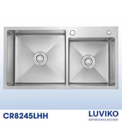 Chậu rửa bát 2 hố lệch inox Posco LUVIKO CR8245LHH