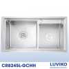 Chậu rửa bát 2 hố lệch giật cấp inox Posco LUVIKO CR8245L-GCHH