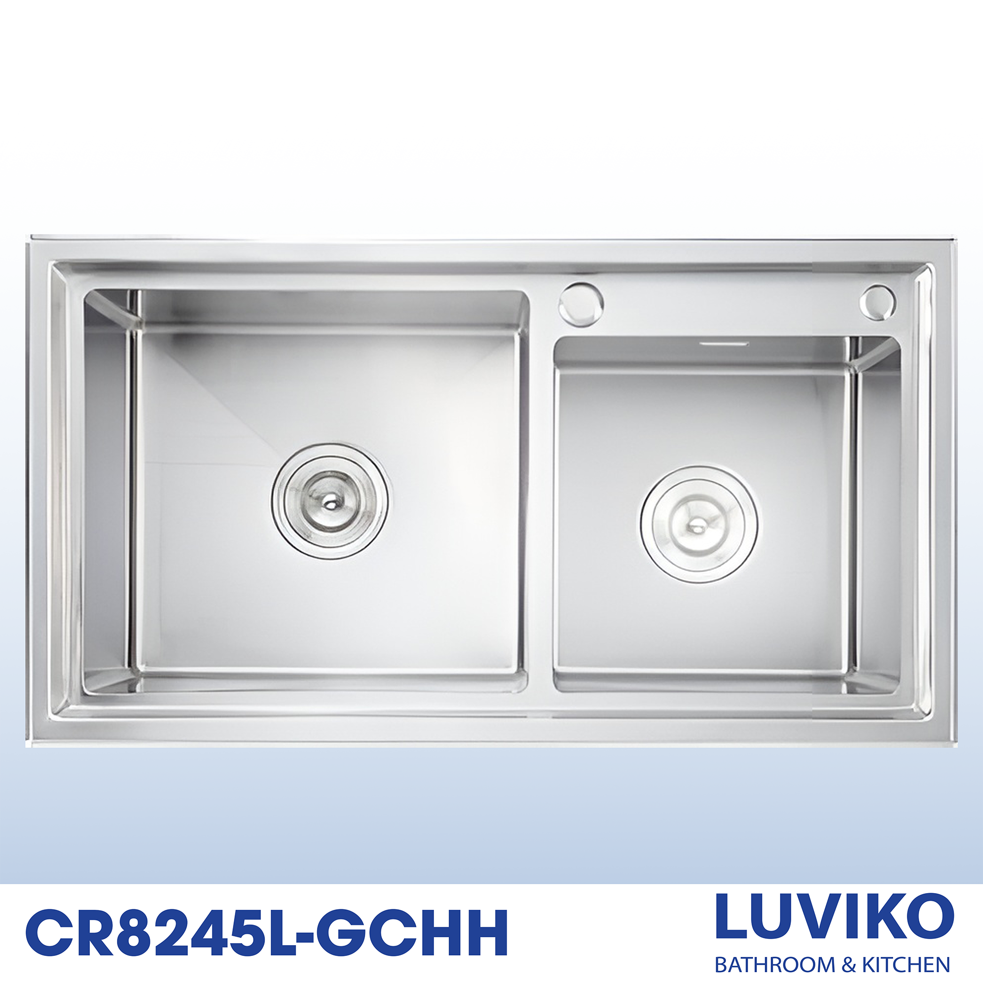 Chậu rửa bát 2 hố lệch giật cấp inox Posco LUVIKO CR8245L-GCHH