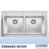 Chậu rửa bát 2 hố cân giật cấp inox Posco LUVIKO CR8648C-GCHH