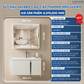 TỦ CHẬU LAVABO LUVIKO LV 910KT80 INOX